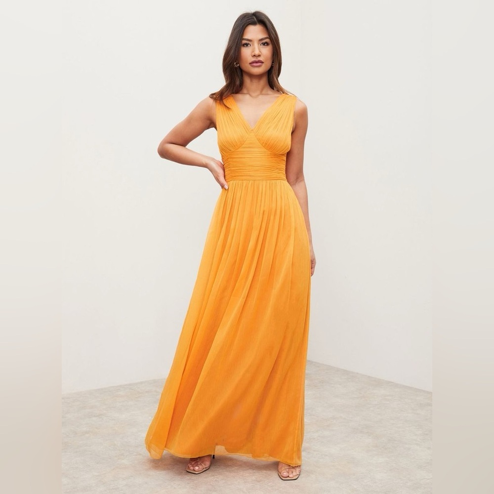 Lipsy Orange Empire Line Maxi Dress NWT